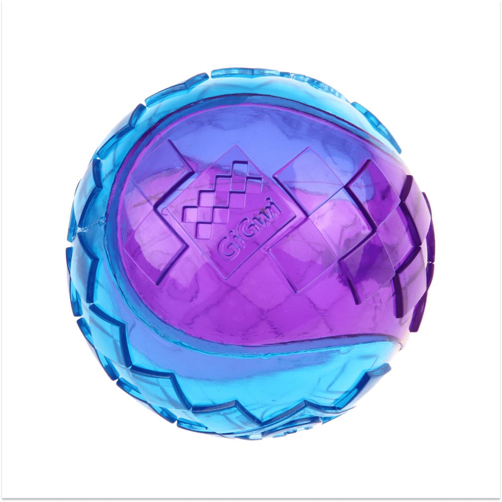 GiGwi Ball Squeaker Toy for Dogs (Blue/Purple) | For Medium Chewers — back view