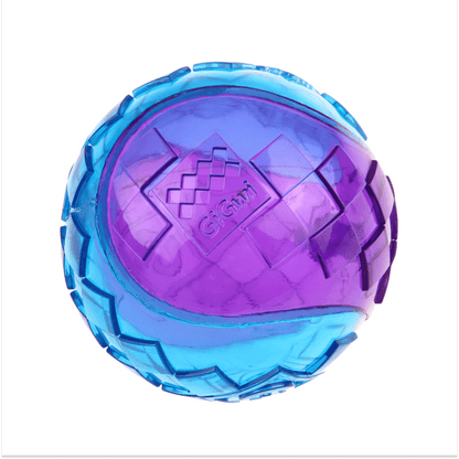 GiGwi Ball Squeaker Toy for Dogs (Blue/Purple) | For Medium Chewers — back view