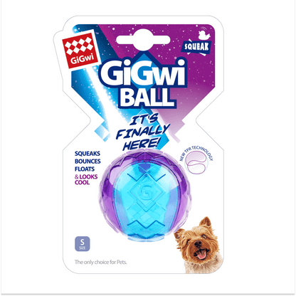 GiGwi Ball Squeaker Toy for Dogs (Blue/Purple) | For Medium Chewers — detail shot
