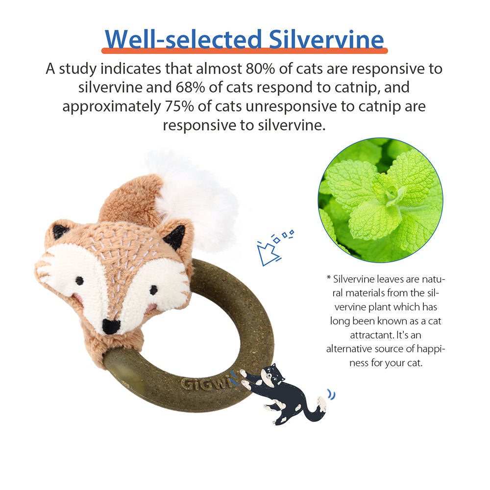 GiGwi Catch and Scratch Eco Line Fox Toy for Cats — side view