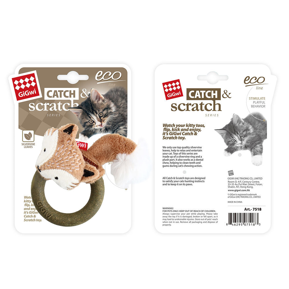 GiGwi Catch and Scratch Eco Line Fox Toy for Cats — back view