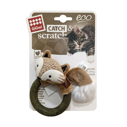 GiGwi Catch and Scratch Eco Line Fox Toy for Cats — in use