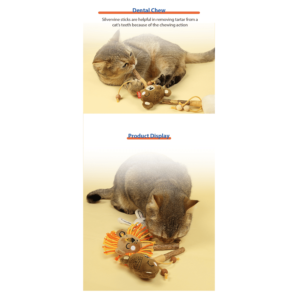 GiGwi Catch and Scratch Eco Line Lion Toy for Cats — back view