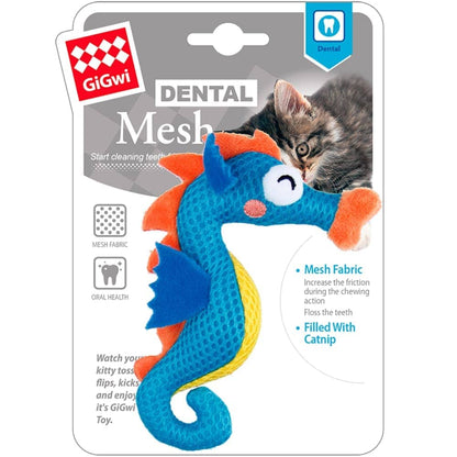 GiGwi Dental Mesh Seahorse Toy for Cats — side view