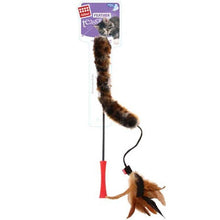 Gigwi Feather Teaser Catwand With Natural Feather Plush Tail Toy For Cats Red Natural - Image 2