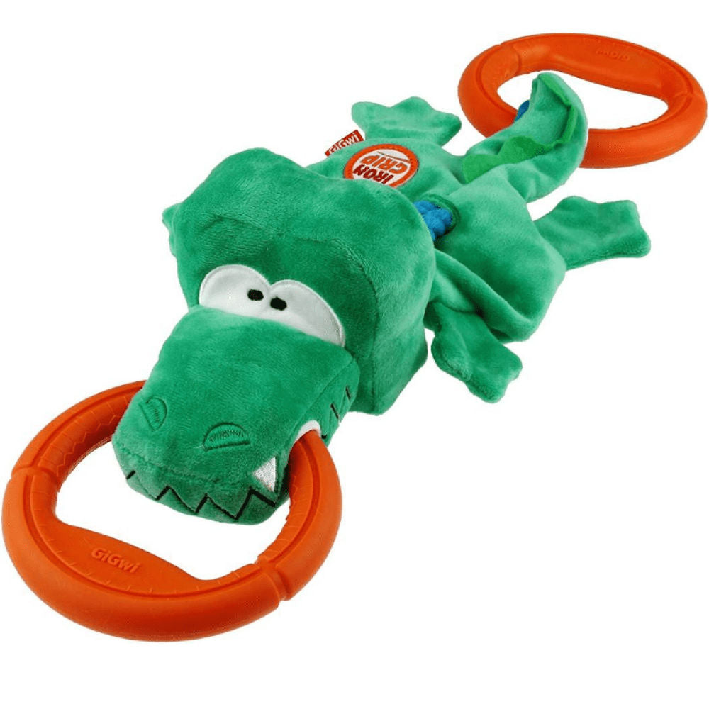 Gigwi Iron Grip Crocodile Plush With Trp Handle Toy For Dogs