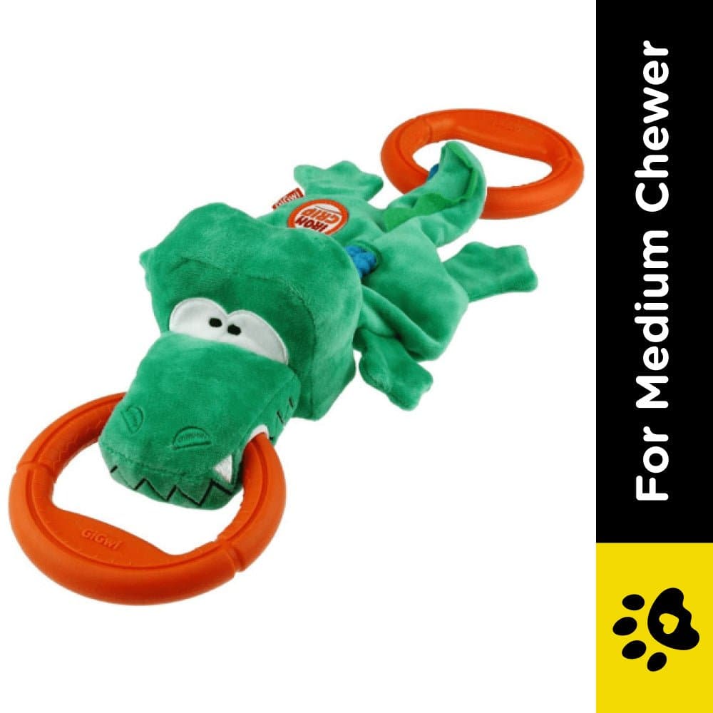 GiGwi Iron Grip Crocodile Plush with TRP Handle Toy for Dogs — side view