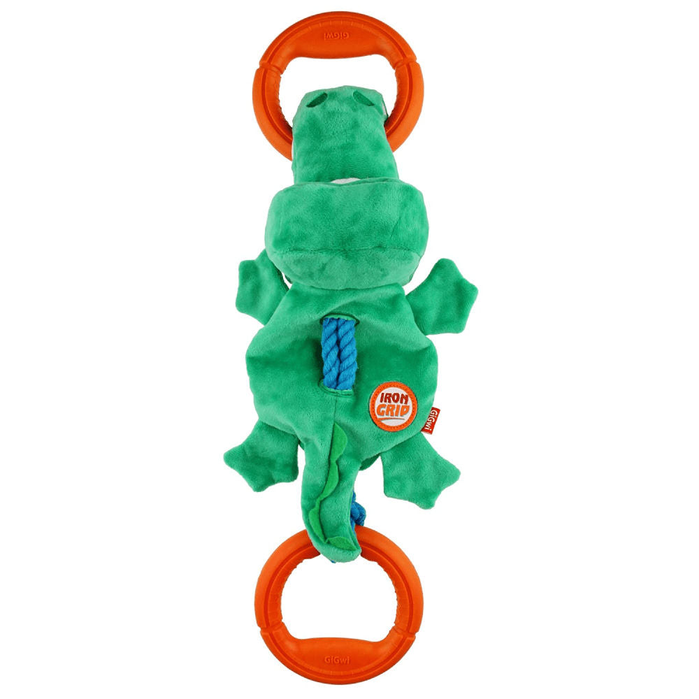 GiGwi Iron Grip Crocodile Plush with TRP Handle Toy for Dogs — back view