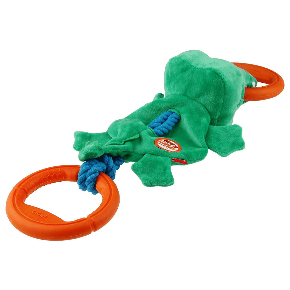 GiGwi Iron Grip Crocodile Plush with TRP Handle Toy for Dogs — in use
