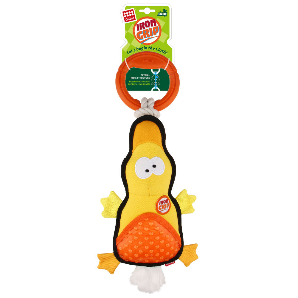 Gigwi Iron Grip Duck Plush With Trp Handle Toy For Dogs