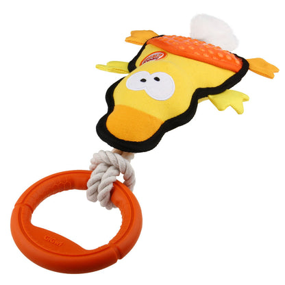 GiGwi Iron Grip Duck Plush with TRP Handle Toy for Dogs — back view