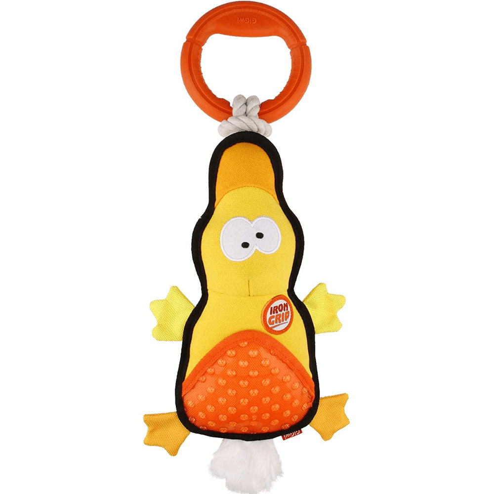 GiGwi Iron Grip Duck Plush with TRP Handle Toy for Dogs — detail shot