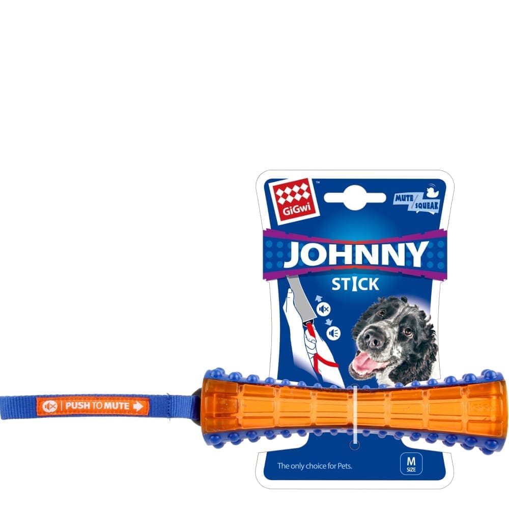 Gigwi Johnny Stick Puppy With Speaker Toy For Dogs Transparent Blue Orange