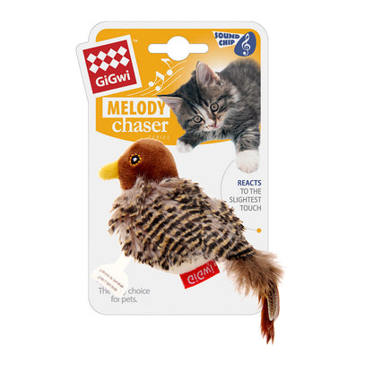 Gigwi Melody Chaser Bird Toy For Cats Dark Brown