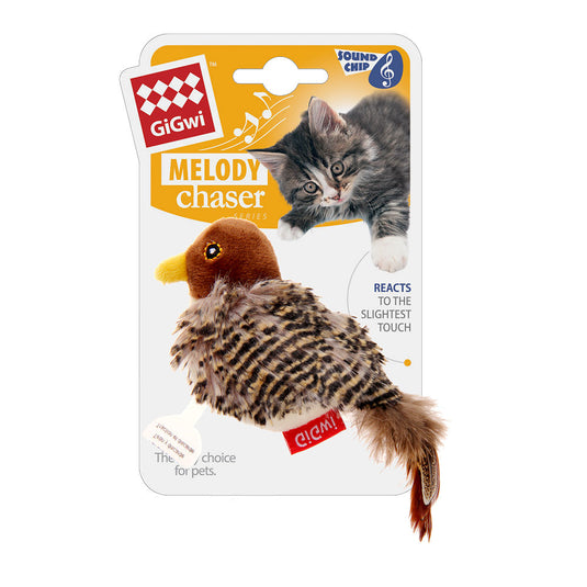 Gigwi Melody Chaser Bird Toy For Cats Dark Brown