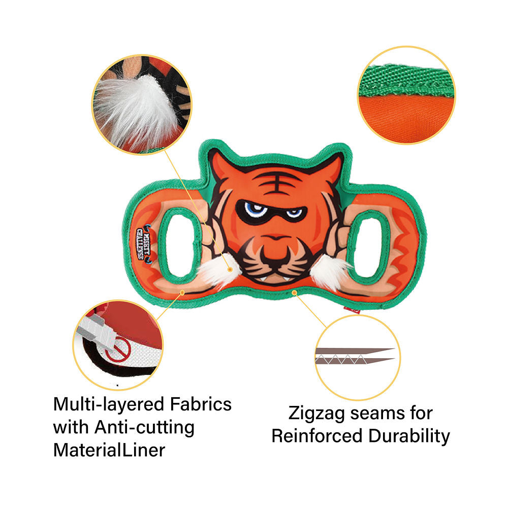 GiGwi Mighty Challenge Tiger Toy for Dogs — side view