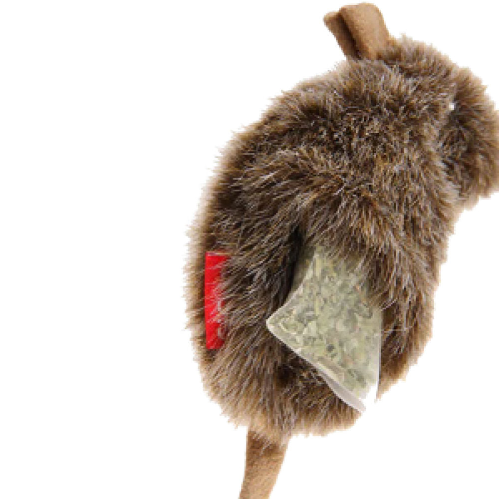 GiGwi Mouse Refillable Catnip with 3 Catnip Teabags in Ziplock Bag Toy for Cats — back view