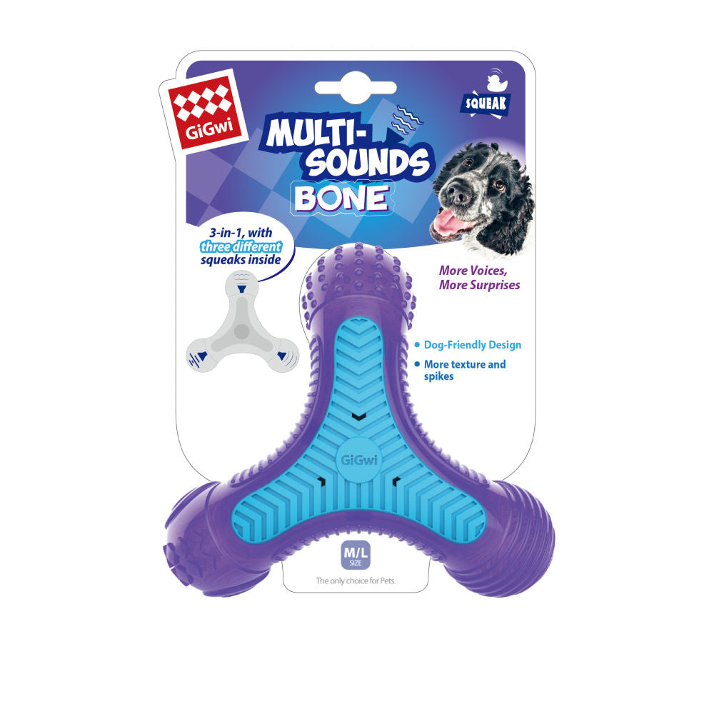 GiGwi Multi-Sounds Bone Toy for Dogs — side view
