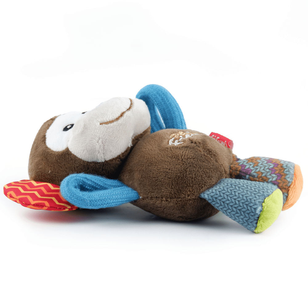 GiGwi Plush Friendz Monkey Squeaker Inside Plush Toy for Dogs — in use