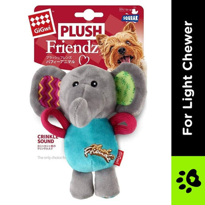 GiGwi Plush Friendz with Squeaker Elephant Toy for Dogs | For Soft Chewers — side view