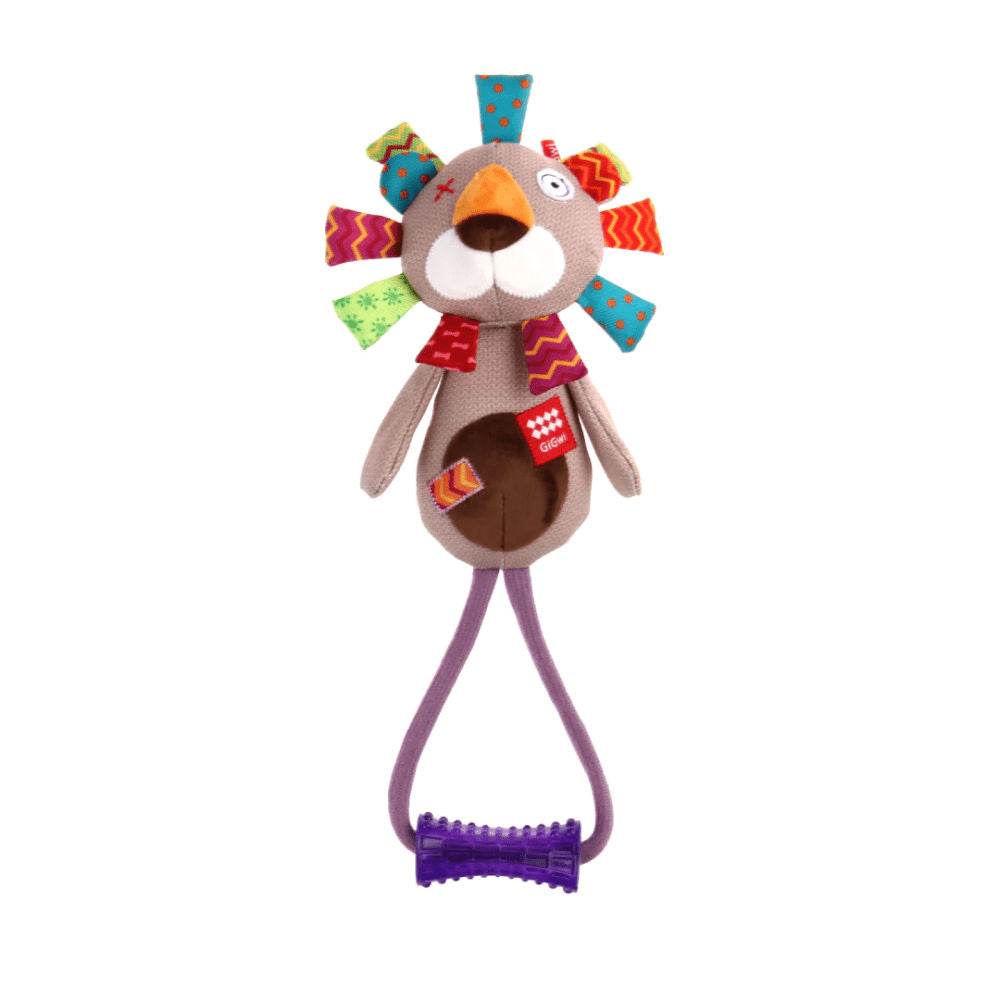 GiGwi Plush Friendz with TPR Johnny Stick Lion Toy for Dogs — detail shot