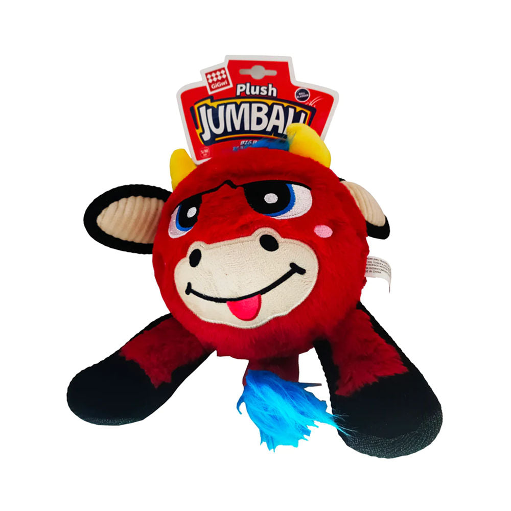 GiGwi Plush Jumball Bull Toy for Dogs — back view