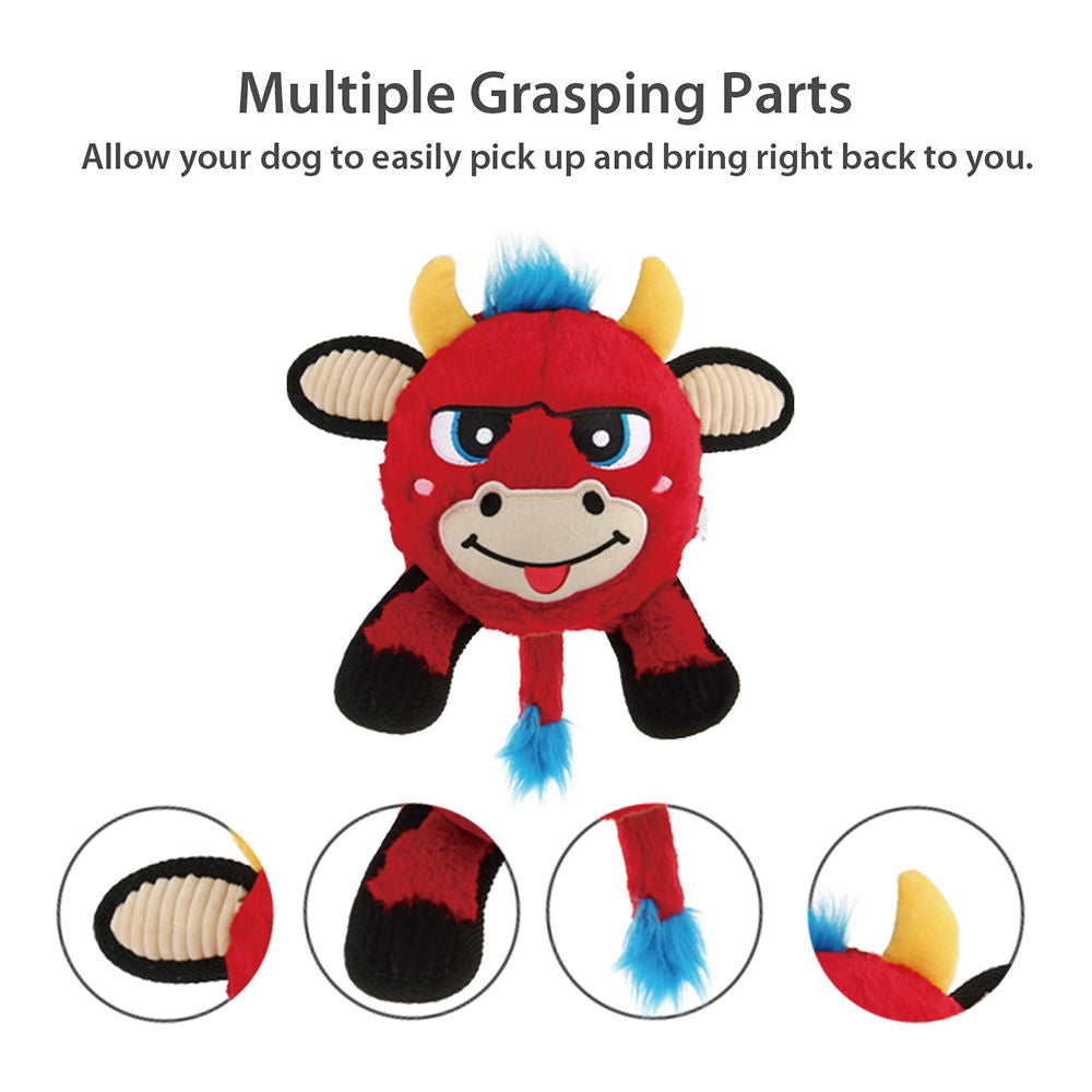 GiGwi Plush Jumball Bull Toy for Dogs — in use