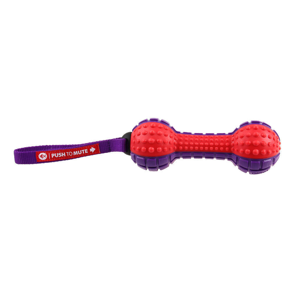 GiGwi Push To Mute Dumbell Toy for Dogs — detail shot