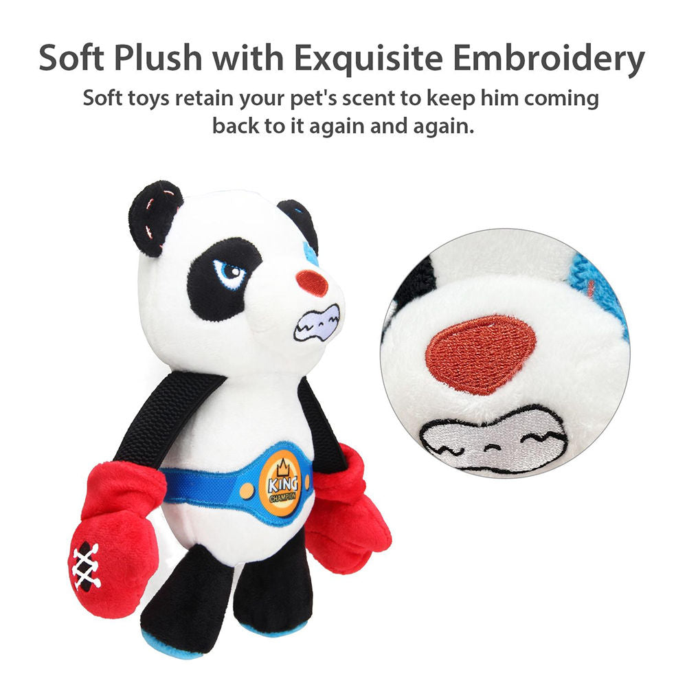 GiGwi Rock Zoo King Boxer Panda Toy for Dogs — detail shot