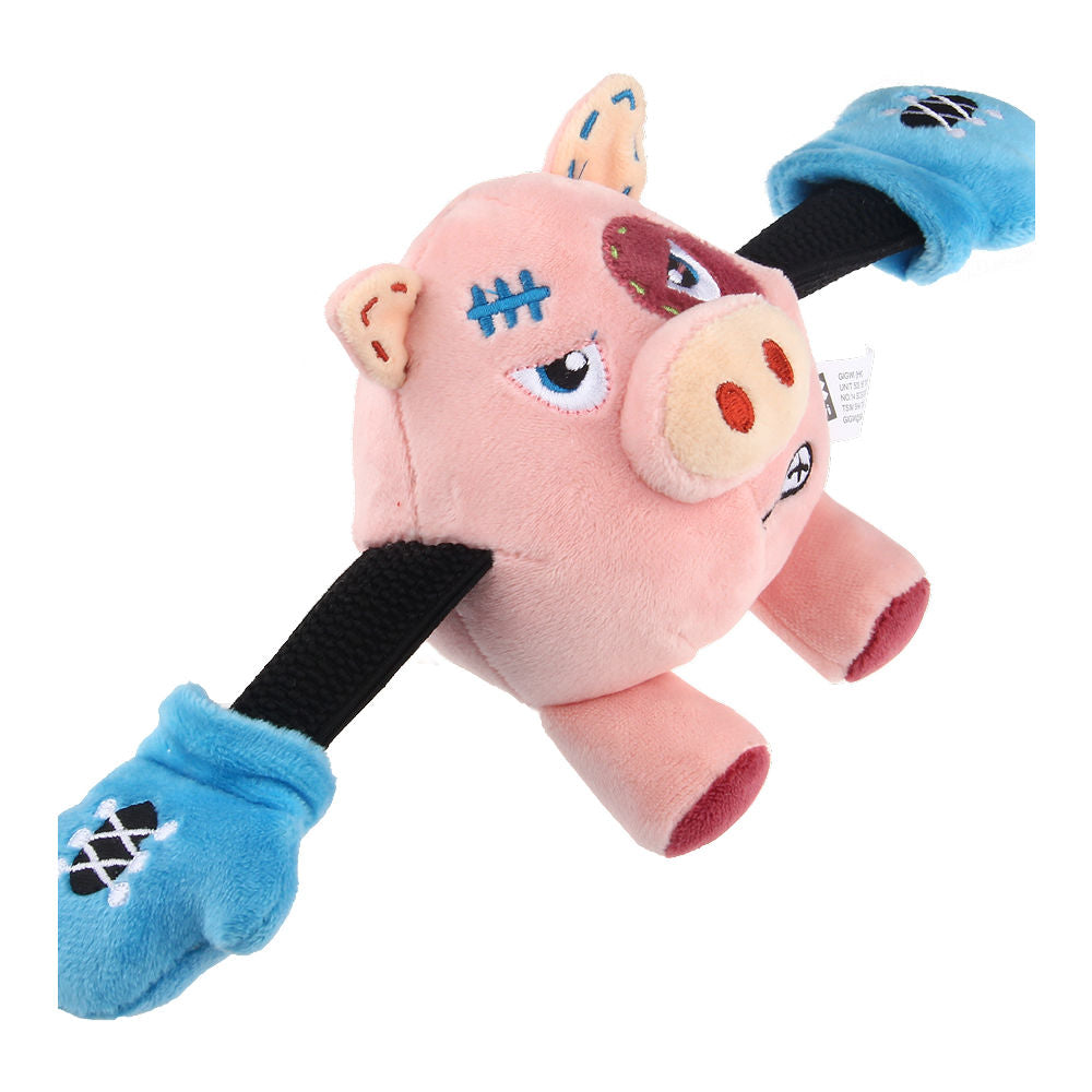 GiGwi Rock Zoo King Boxer Pig Toy for Dogs — detail shot