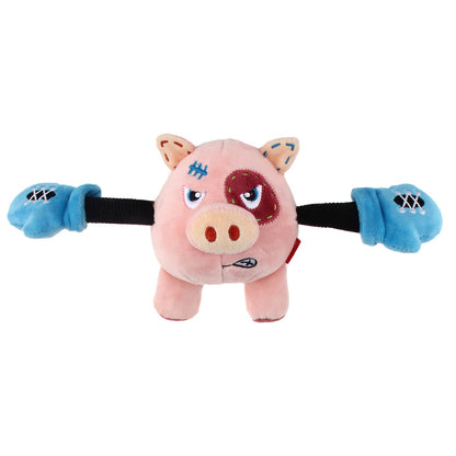 GiGwi Rock Zoo King Boxer Pig Toy for Dogs — in use