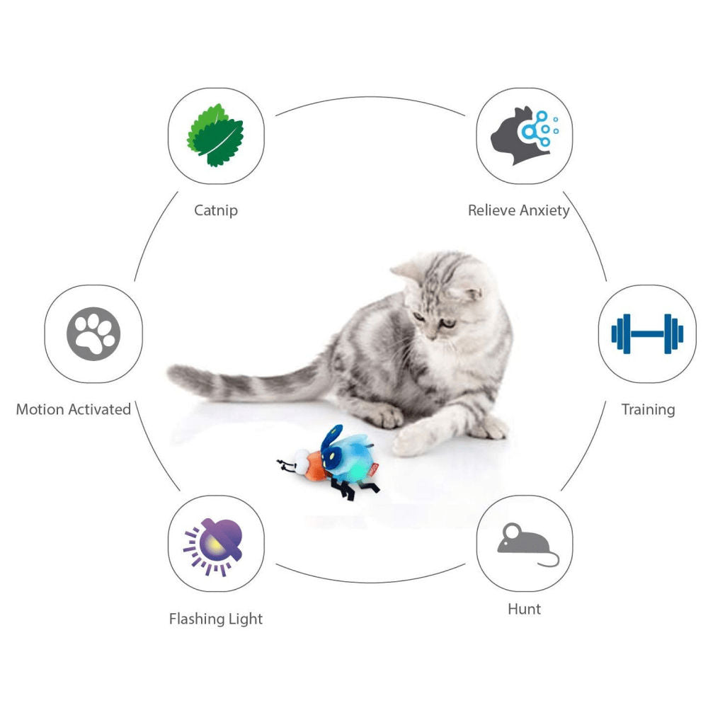 GiGwi Shinning Friends Firefly with LED light and Catnip inside Toy for Cats — detail shot