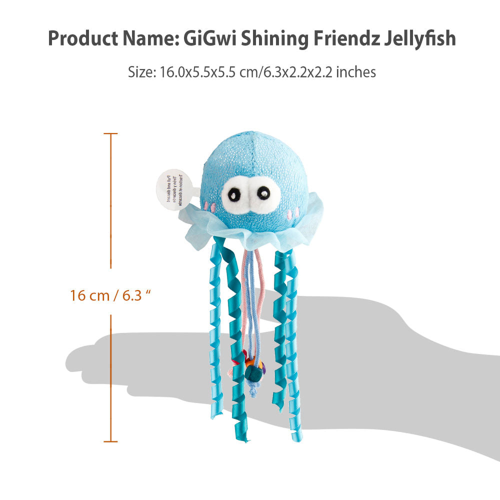 GiGwi Shinning Friends Jellyfish with LED light and Catnip inside Toy for Cats — side view