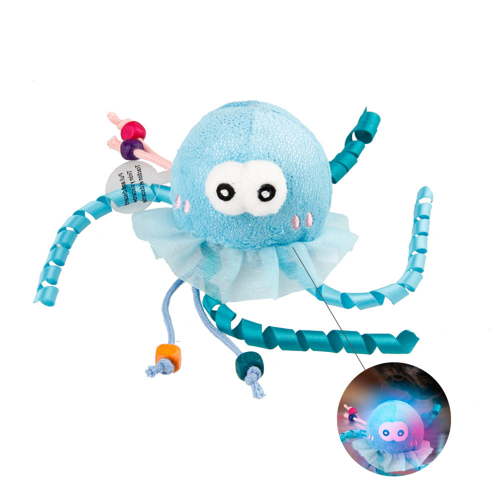 GiGwi Shinning Friends Jellyfish with LED light and Catnip inside Toy for Cats — back view