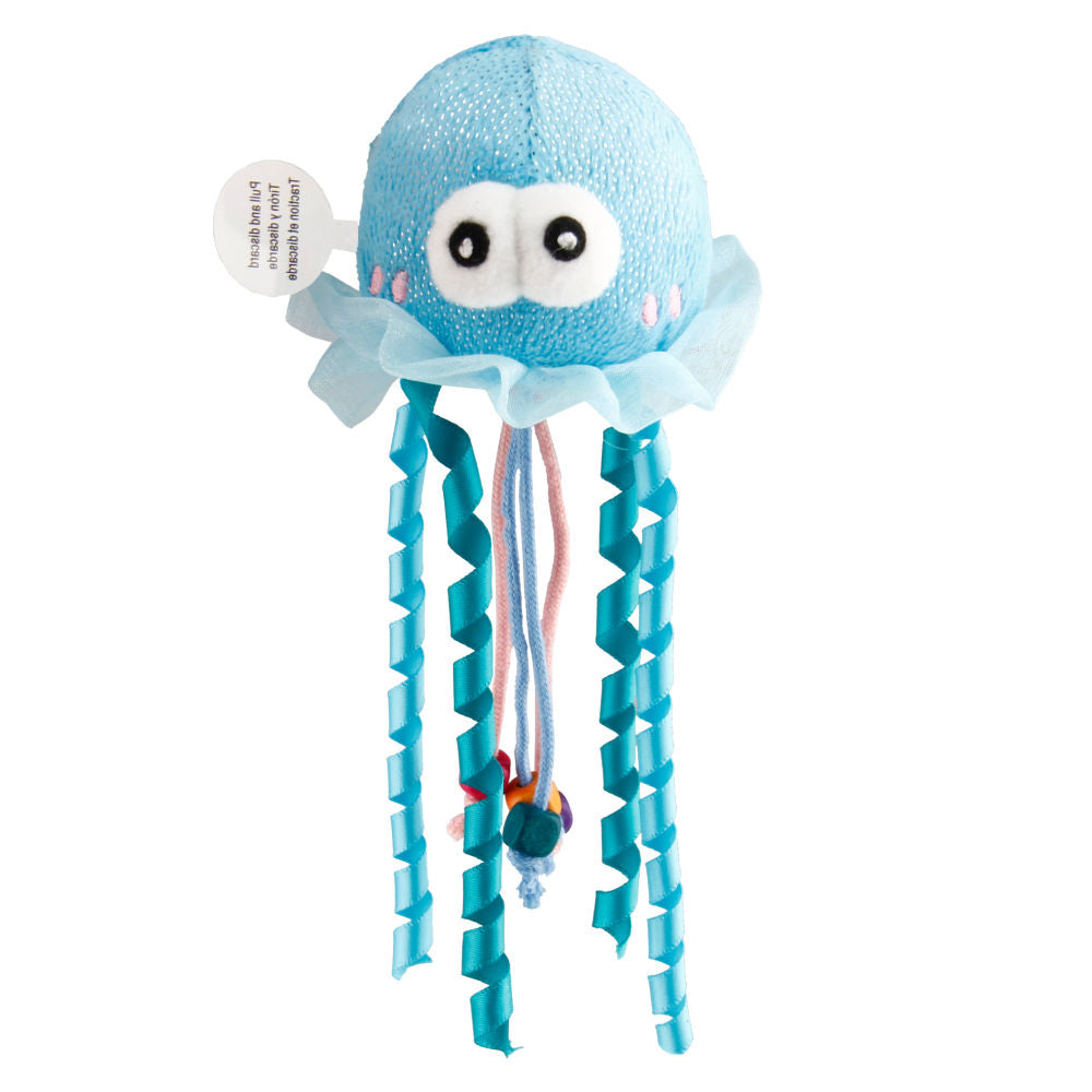 GiGwi Shinning Friends Jellyfish with LED light and Catnip inside Toy for Cats — in use