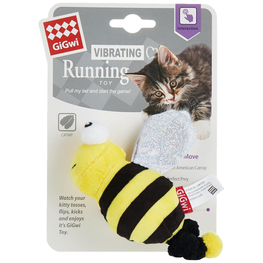 Gigwi Vibrating Running Bee With Catnip Inside Toy For Cats Yellow