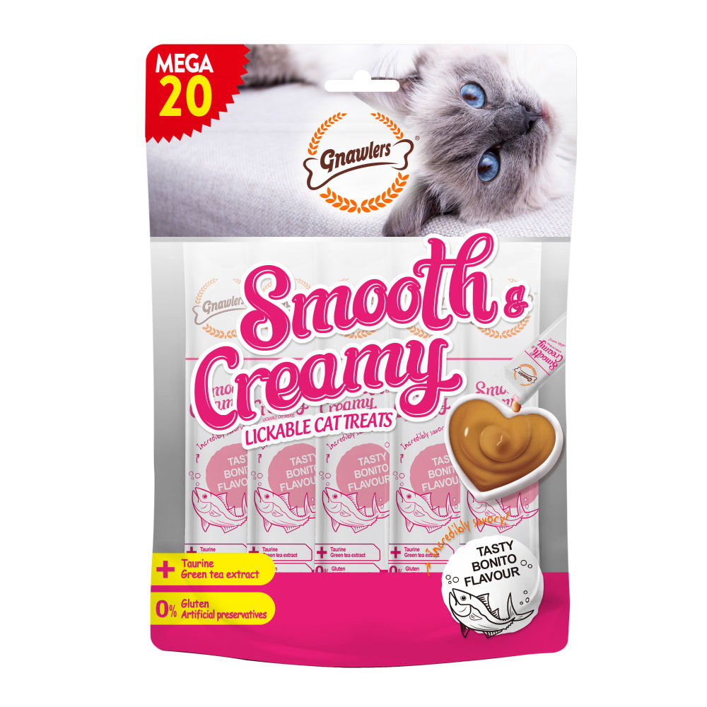 Gnawlers Bonito Flavour Creamy Cat Treats — back view