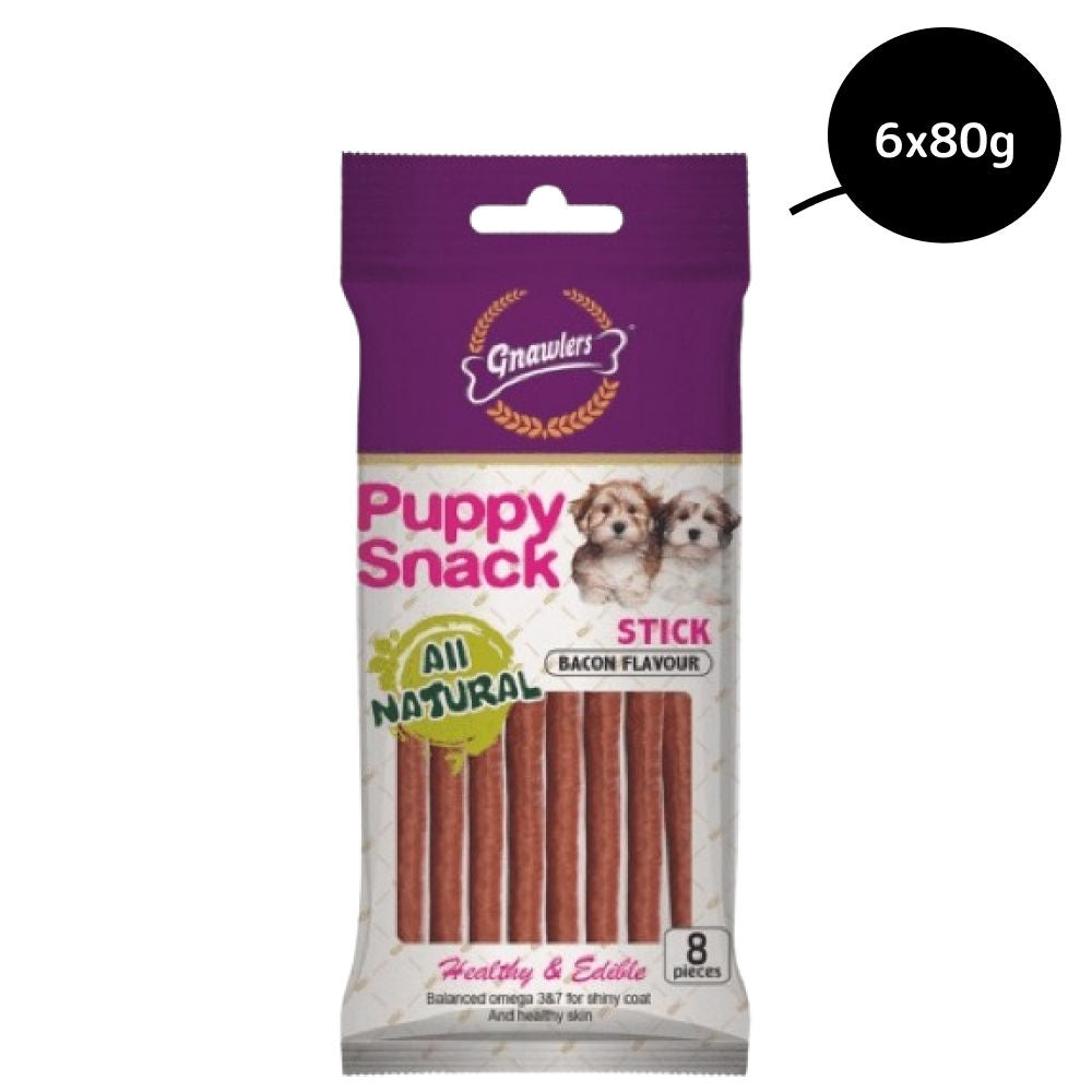 Gnawlers Puppy Snack Stick Bacon Flavoured Dog Treats — detail shot
