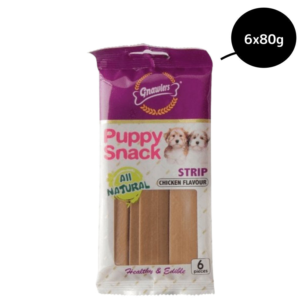 Gnawlers Puppy Snack Strip Chicken Flavoured Dog Treats — back view