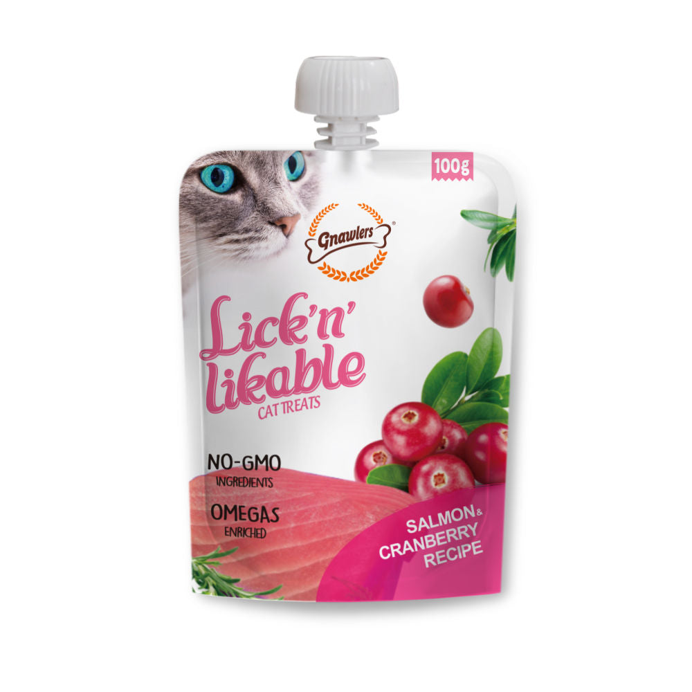 Gnawlers Lick N Likable Cat Treats Salmon Cranberry