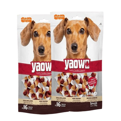 Gnawlers Yaowo Braid Chicken and Liver Dog Treats — back view