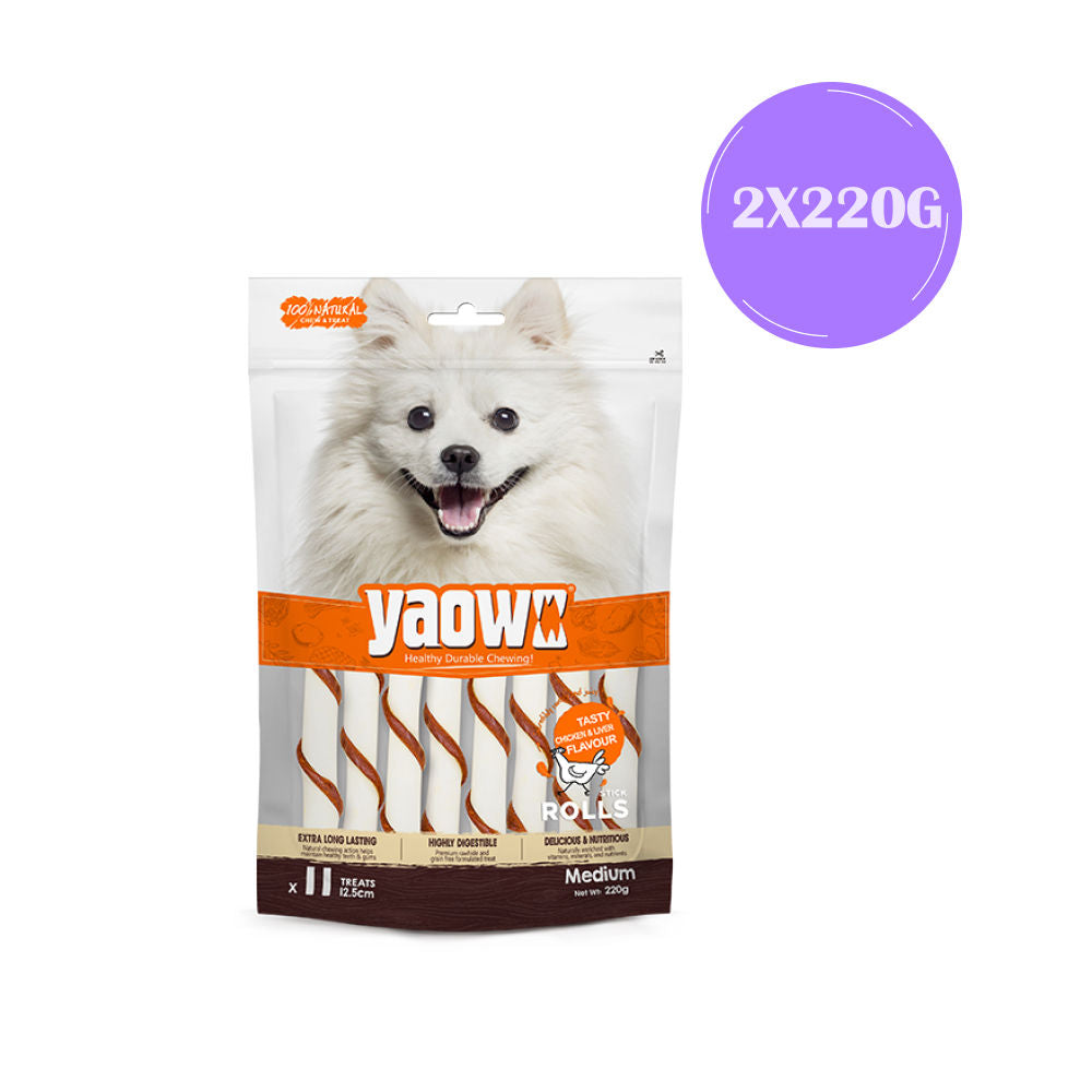 Gnawlers Yaowo Stick Roll Dog Treats — back view