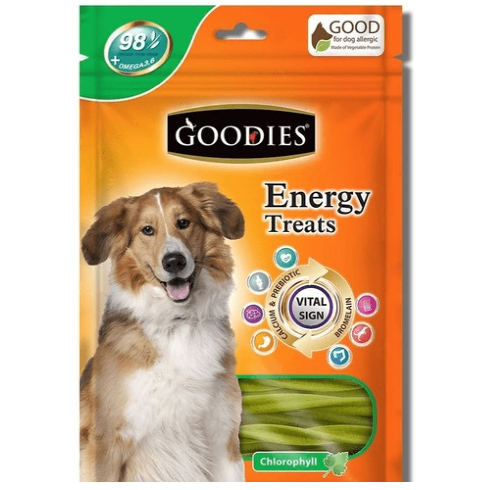 Goodies Energy Treats Chlorophyll Flavoured Dog Treats — in use