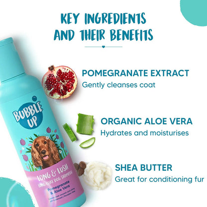 Bubble Up Pomegranate & Aloe Vera 2 In 1 Shampoo with Conditioner for Dogs — detail shot