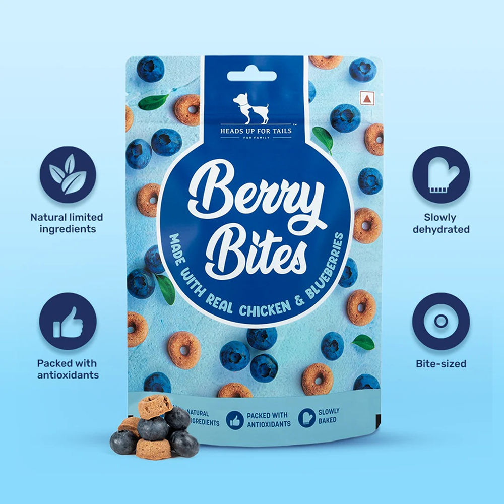 HUFT Berry Bites Real Chicken & Blueberries Dog Treats — detail shot