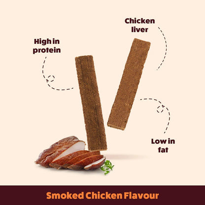 HUFT Chewbarks Gluten Free Smoked Chicken Soft Chew Strips Dog Treats — detail shot