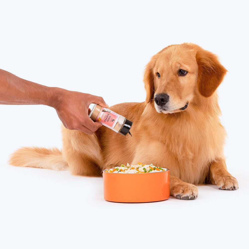 HUFT Chicken Liver with Organic Turmeric Food Topper for Dogs — in use