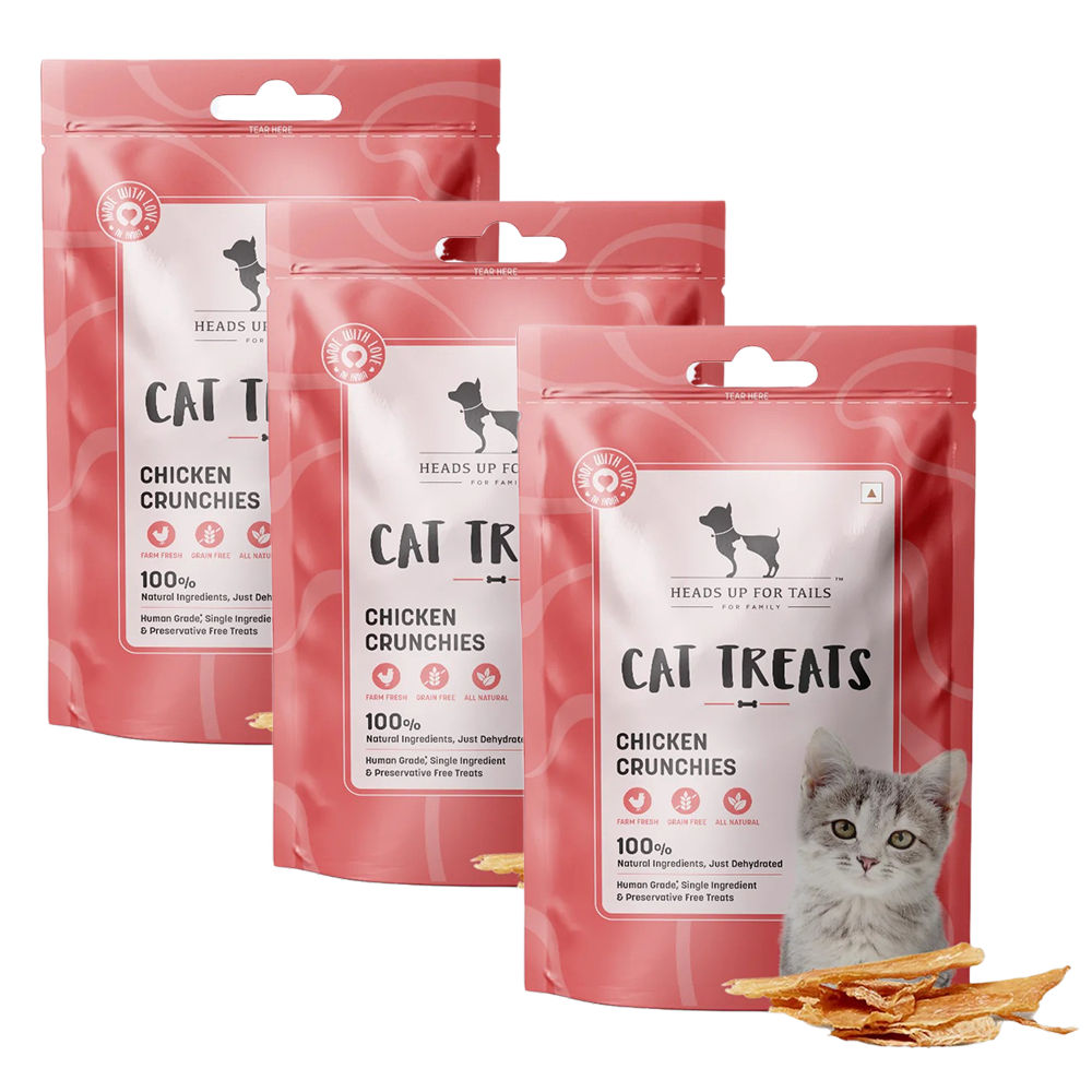 HUFT Dehydrated Chicken Crunchies Cat Treats — in use