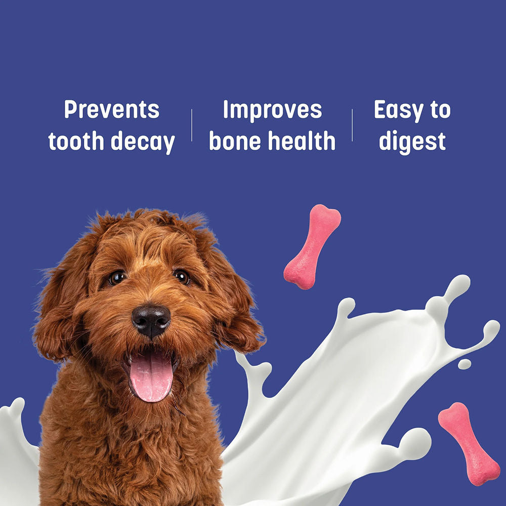 HUFT Gluten Free Bite Sized Calcium Strawberry Bone Chew Dog Treats — side view