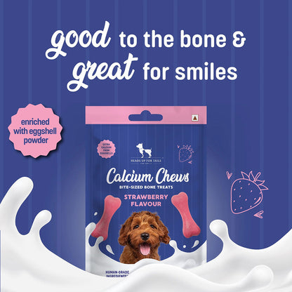 HUFT Gluten Free Bite Sized Calcium Strawberry Bone Chew Dog Treats — back view